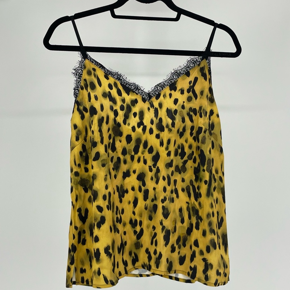 ANINE BING NWT SILK LEOPARD PRINT CAMISOLE TANK TOP MEDIUM LACE TRIM MEDIUM - Picture 3 of 12